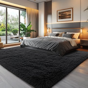 Pentantan Shag Area Rug, 5ft x 8ft, Soft Fluffy High Pile Polyester Carpet with Memory Foam, Non-Slip Backing, Black