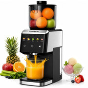 LifeImpree Masticating Juicer Machine, Touchscreen Cold Press, 5.4 in Wide Feed Chute, 5 Smart Modes, Stainless Steel Housing, Black, JS8303S