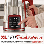 Gourmia Electric Kettle, 1.7L Capacity, 6 One-Touch Presets, Digital LED Display, Removable Tea Infuser, Keep Warm Function, Red, GDK2365R