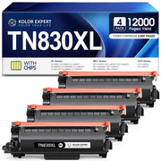 Kolor Expert TN830XL Toner Cartridge 4-Pack, High Yield, Compatible with Brother HL-L2400D HL-L2405W HL-L2460DW MFC-L2820DW Printers