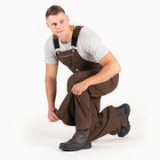 Berne Heartland Unlined Washed Duck Bib Overall, Bark, 42W x 28L, Durable 12 oz Cotton Workwear with Adjustable Elasticized Bib Straps, Reinforced Knees, Multiple Pockets, B1068