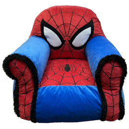 Spider-Man Marvel Kids Bean Bag Chair with Sherpa Trimming, Blue/Red