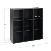 Best Choice Products H70228 9-Cube Bookshelf, 11in Display Storage Organizer w/ 3 Removable Back Panels - Black