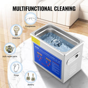 KFFKFF Ultrasonic Cleaner, 15L Stainless Steel Tank, 40kHz Frequency, Digital Heater and Timer, Professional Lab Jewelry Eyeglass Cleaner, 20A