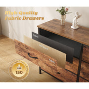 Amadwell 78.8 Inch Dresser with 15 Fabric Drawers, Rustic Brown, Large TV Stand for Up to 85 Inch TVs