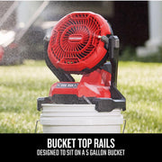 Craftsman V20 Cordless Misting Fan Kit, 3 Speed Settings, Garden Hose Adapter, Battery Included, Red, CMCE003C1