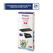 Aqueon LED Deluxe Full Aquarium Hood with Moon Glow Accent Light, Black, 24 Inch, 100121106