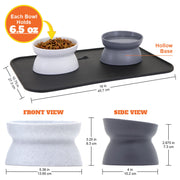 SportPet Designs Kitty City Elevated Whisker-Friendly Cat Bowls with Non-Skid Placemat, Gray/White, Small 6.5 oz, 3-Piece Set CM-0297-CS01