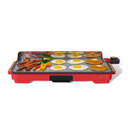 Beautiful XL Electric Griddle, 12 in x 22 in, EverGood Ceramic Nonstick Coating, Adjustable Temperature Control, Detachable Stainless Steel Backsplash, Removable Drip Tray, Tomato Red or Oyster Grey