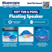 Bluescape Floating Bluetooth Speaker, IPX7 Waterproof, LED Light Show, FM Radio, 6-Hour Playtime, True Wireless Stereo, Blue, BS500HT-A