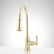 Signature Hardware 483691 Amberley 1.8 GPM Single Hole Pull Down Kitchen Faucet - Polished Brass