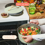 Beautiful 19918 12-Piece Ceramic Nonstick Cookware Set with Strainer Lids, Sage Green by Drew Barrymore