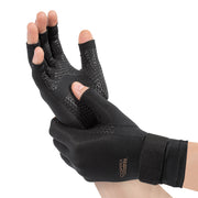 Copper Fit Work Gear Compression Gloves, Moderate Compression, Open Finger Design, Black, Size S/M, 1 Pair