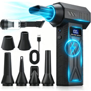 LPNAWZ 3-in-1 Air Duster Vacuum Cleaner Blower, 150000RPM Motor, 4-Speed Adjustable, LED Screen Display, Cordless Rechargeable, Black, WJXCMDBS