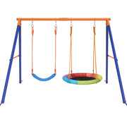 GIKPAL US01+TY0574 440lbs Swing Set for Kids with Heavy Duty A-Frame Metal Swing Stand for Backyard and Playground