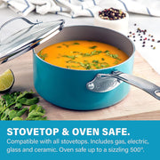 Gotham 10 Piece Pots and Pans Cookware Sets, Aqua Blue - 100% PFOA Free