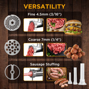 Valley Sportsman Electric Meat Grinder, 575-Watt Motor, Stainless Steel, Sausage Making Kit, Silver, 1A-PG508