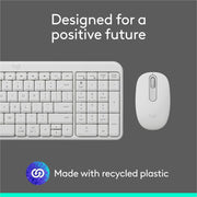 Logitech MK250 Bluetooth Wireless Keyboard and Mouse Combo, Compact Full-Size Keyboard with Numpad, Ambidextrous Mouse, Spill-Resistant Design, Off-White