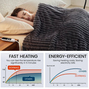 SOMITO Heated Blanket Full Size, 200gsm Flannel and Sherpa, 10 Heat Settings, 10-Hour Timer, ETL Certified, Machine Washable, Gray, 72x84 Inches