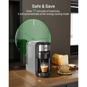 HBN 3-in-1 Single Serve Coffee Maker Compatible with Nespresso Capsules, 1450W, Black