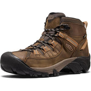 KEEN 1032588 Men's Targhee II Mid Waterproof Hiking Boots, Premium Leather, Breathable Mesh, Ankle Support, Black Olive Chipmunk, 12
