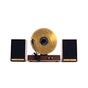 Fuse GLD Vertical Vinyl Turntable with Bluetooth 5.3, Audio Technica Cartridge, External 36W Speakers, Gold Trim, Ashtree Wood Rad-GLD-Gd