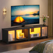 Pinmoco L105014G-BLKG LED TV Stand Expandable for TVs up to 65 Inch with LED Lighting and Storage, Black