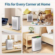 Aeitto HEPA Air Purifier, Large Room Coverage 2400 Sq Ft, PM2.5 Air Quality Sensor, 3 Fan Speeds, Sleep Mode, White, HAP602