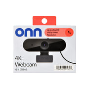onn 100162478 4K Webcam with Autofocus and Swivel Head, Built-in Dual Mics, Privacy Cover, Greystone