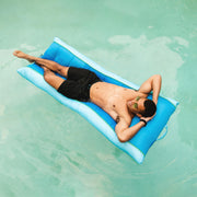 Comfort Research Big Joe Kona Pool Lounger with Built-In Headrest, No Inflation Needed, Double-Sided Quick-Drying Mesh Fabric, Blue Bondi Beach, 5.5 Feet