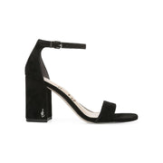 Sam Edelman Daniella Women's Dress Sandals, Black Suede Leather, Square Toe, 3.5-Inch Block Heel, Ankle Strap Buckle, G2191L9