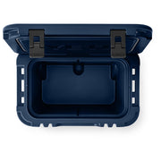 YETI Roadie 32 Wheeled Cooler, Navy, 32 qt, Durable Rotomolded Construction, NeverFlat Wheels, BearFoot Non-Slip Feet