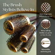 Olivia Garden NanoThermic Ceramic Ion Round Thermal Hair Brush 3-Piece Set Gold Chocolate 716-NTDL03