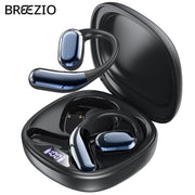 Breezio Open Ear Wireless Earbuds, Bluetooth 5.4, Hi-Fi Stereo Sound, IPX7 Waterproof, Black