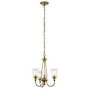 Kichler Waverly 3 Light Chandelier, Natural Brass Finish, Clear Seeded Glass Shades, 22 in Wide, 1 Tier, 43945NBR