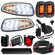 Partiue Golf Cart LED Light Kit for EZGO RXV 2008-2015, 12V Street Legal Deluxe System with Turn Signal, Brake Lights, Horn, Fits Gas and Electric