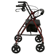 4-Wheel Rollator Walker with Removable Back Support and Padded Seat, 7.5 in. Wheels in Red