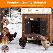 Pet Deluxe Extra Large Automatic Chicken Coop Door, Solar Powered, Anti-Pinch Horizontal Dual-Door, Weatherproof Aluminum, Timer, Light Sensor, Remote Control, SWM-01266