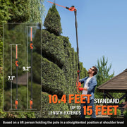 Maxlander Cordless Pole Hedge Trimmer, 18-Inch Double-Action Blades, 16-Feet Max Reach with Extension Pole, Multi-Angle Adjustable, 2 x 2.0Ah Batteries Included