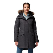 Columbia Suttle Mountain Long Insulated Jacket for Women, Water-Repellent, Hooded with Sherpa-Lined Storm Hood and Removable Faux-Fur Trim, Black, XL, 179975