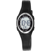 Armitron Unisex Black Round Digital Sport Watch, Quartz Movement, Alarm, Backlight, Water Resistant 100 ft, Adjustable Resin Strap, 45/7040BLKTC