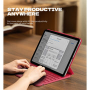 Dexnor Tablet Keyboard Case for iPad Air 11 Inch and iPad Pro 11 Inch with Magnetic Attachment, Backlit Multi-Touch Trackpad, Ultra-Thin Rose Red, 3000750