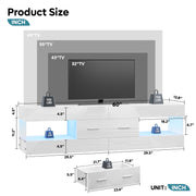 Bestier 0SES66V1EW2S White High Gloss 60-Inch TV Stand with RGB LED Lighting and Storage Drawers