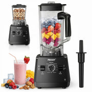 PRASKY 2-in-1 Professional Countertop Blender, 1000W Motor, 96oz BPA-Free Jar, 7 Speeds with Pulse, Stainless Steel Blades, Black, BK688-3L