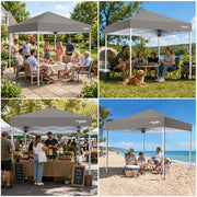 GVDV Canopy Tent, 10x10 ft Outdoor Pop Up Gazebo, Adjustable Height, Heavy Duty Steel Frame, UV Resistant Light Grey