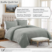My Texas House Penelope King Quilt Set, 3-Piece, Sage Trellis, All-Season Microfiber