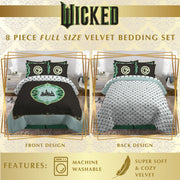 Wicked Velvet Full Bed in a Bag Comforter Sheet Set with Reversible Emerald City Design, Microfiber Sheets, Pillow Shams, and Velvet Storage Tote, 7A2246