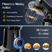 Honinst 1531 6.5 QT Electric Stand Mixer, Black