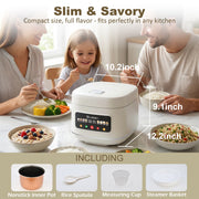 Bluebow Digital Rice Cooker 8-in-1 Smart Multi-Cooker 5.3QT Non-Stick Inner Pot White