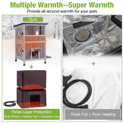 Aivituvin Heated Cat House with UL-Tested Heating Pad, Insulated Two-Story Shelter for Outdoor and Indoor Cats- Weatherproof